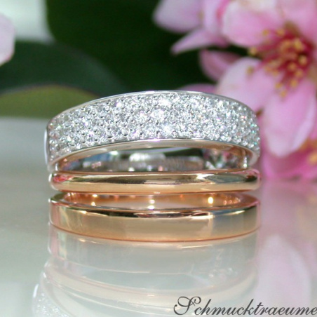 Pretty Multirow Diamond Ring in Rose & White Gold