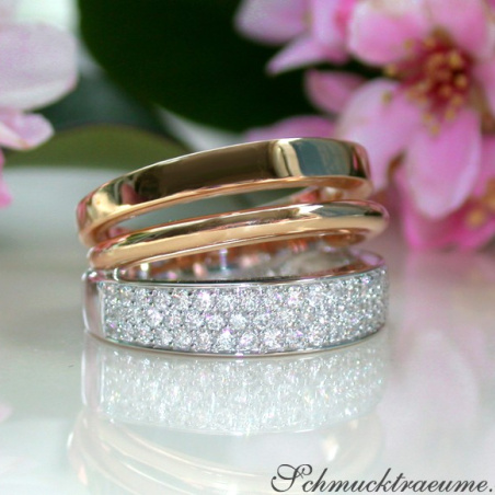 Pretty Multirow Diamond Ring in Rose & White Gold