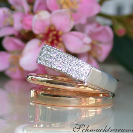 Pretty Multirow Diamond Ring in Rose & White Gold
