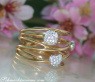 Multirow Yellowgold Ring with Diamonds