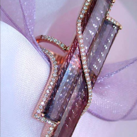 Striking Pink Tourmaline Ring with Diamonds