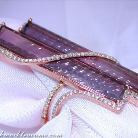 Striking Pink Tourmaline Ring with Diamonds