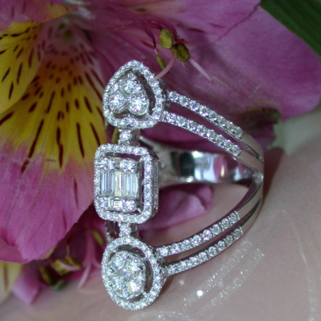 Striking Diamond Ring with Baguette Diamonds