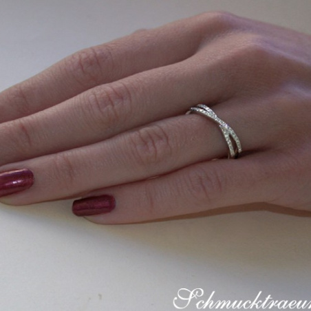 Extra Thin Crossover Diamond Ring