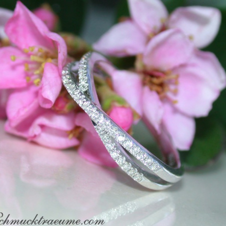 Extra Thin Crossover Diamond Ring