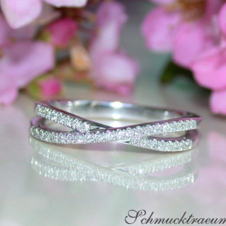 Extra Thin Crossover Diamond Ring