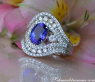 Precious AAA Tanzanite Ring with Diamonds in Whitegold 18k