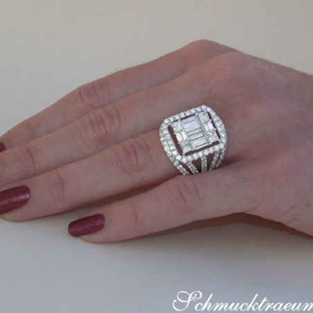  Luxuriöser Brillanten Ring mit Princess und Baguette Diamanten