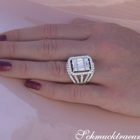  Luxuriöser Brillanten Ring mit Princess und Baguette Diamanten