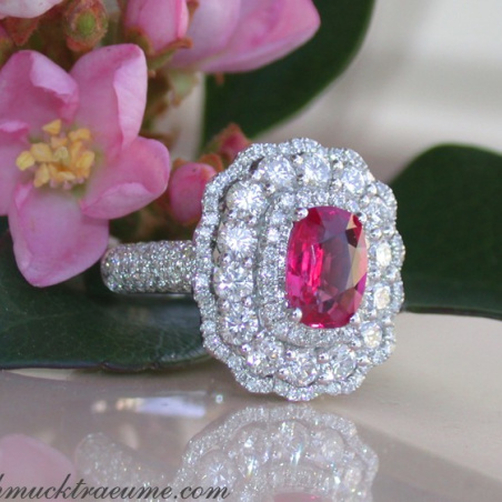 Magnificent Ruby Ring with Diamonds