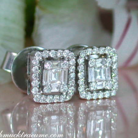 Beautiful Diamond Earrings (Baguette and Brilliant Cut)