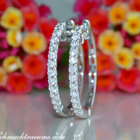 Timeless Diamond Hoop Earrings in Whitegold 18k