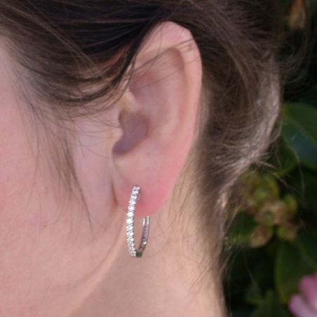 Timeless Diamond Hoop Earrings in Whitegold 18k