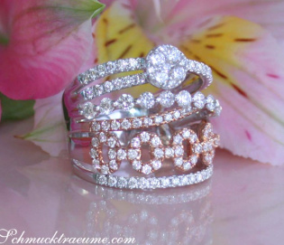 Multirow Diamond Ring in Whitegold and Rosegold