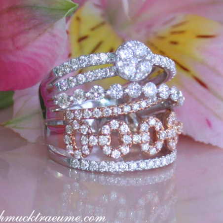 Multirow Diamond Ring in Whitegold and Rosegold