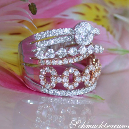 Multirow Diamond Ring in Whitegold and Rosegold