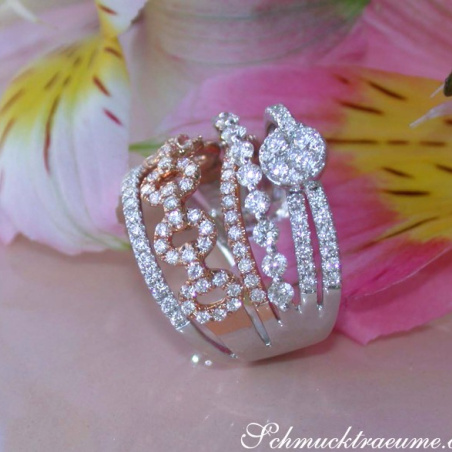 Multirow Diamond Ring in Whitegold and Rosegold