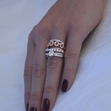 Multirow Diamond Ring in Whitegold and Rosegold
