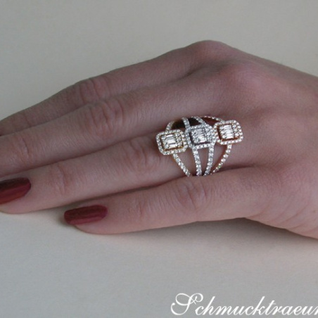 Striking Diamond Triple Square Ring (Tricolor Finish)