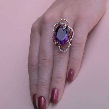 Extraordinary Amethyst Ring with Diamonds