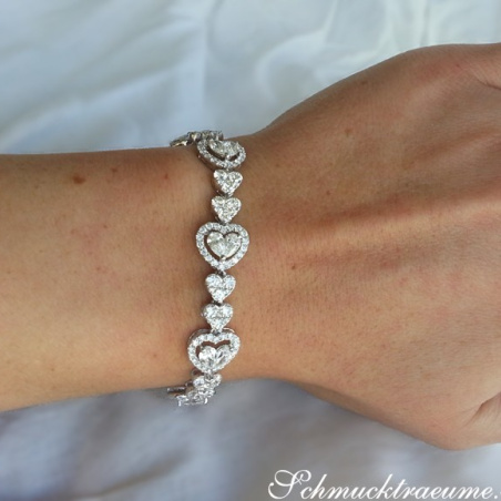 Diamanten Herz Armband in Weißgold 750