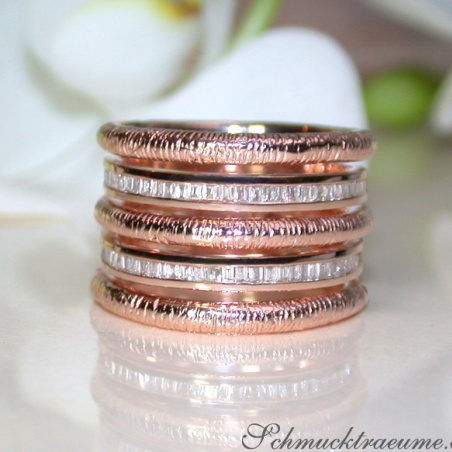 Breiter Roségold Ring mit Diamanten