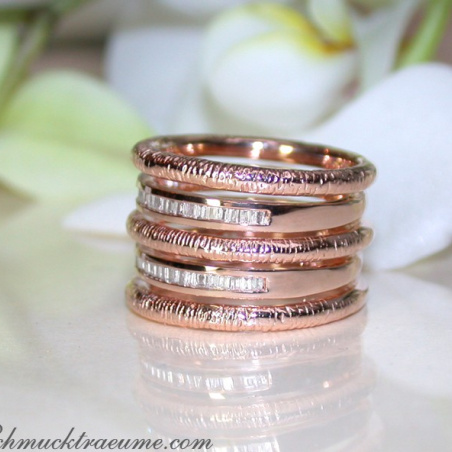 Breiter Roségold Ring mit Diamanten