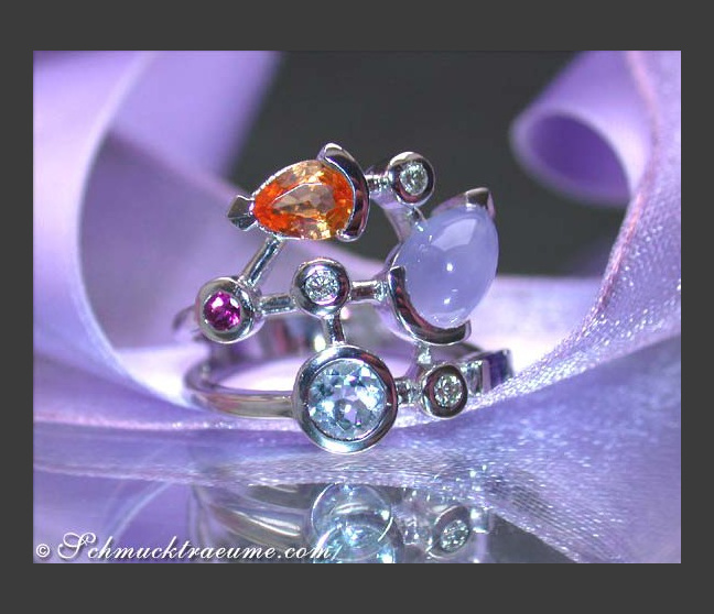Wonderful Multicolor Gemstone Ring with Diamonds Wonderful Multicolor Gemstone Ring with Diamonds