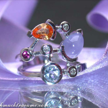 Wonderful Multicolor Gemstone Ring with Diamonds