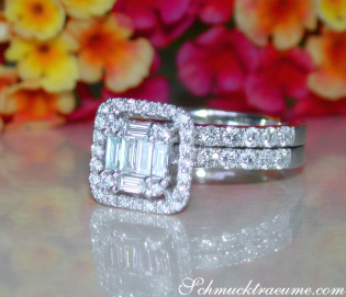 Exquisite Diamond Engagement Ring with Stackable Band