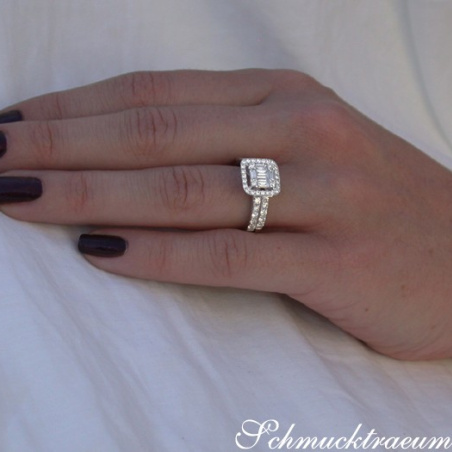 Exquisite Diamond Engagement Ring with Stackable Band