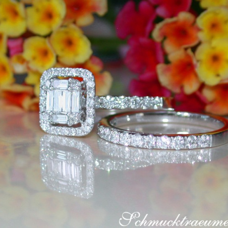 Exquisite Diamond Engagement Ring with Stackable Band