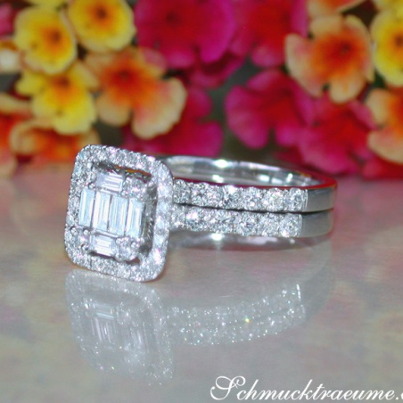 Exquisite Diamond Engagement Ring with Stackable Band