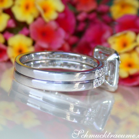 Exquisite Diamond Engagement Ring with Stackable Band