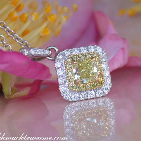 Precious Yellow Diamond Solitaire Pendant