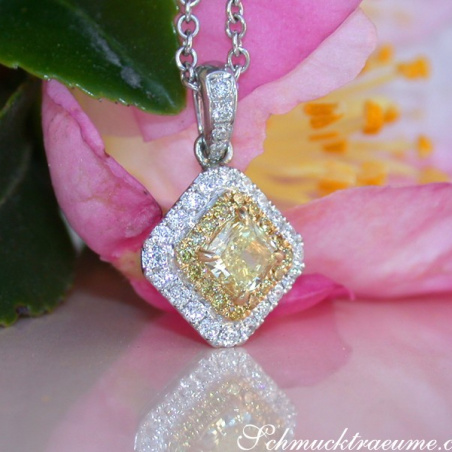 Precious Yellow Diamond Solitaire Pendant