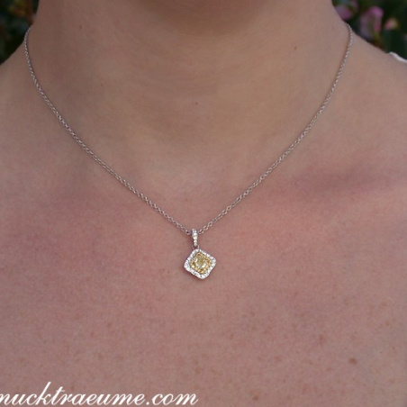 Precious Yellow Diamond Solitaire Pendant