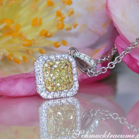 Precious Yellow Diamond Solitaire Pendant
