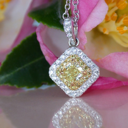 Precious Yellow Diamond Solitaire Pendant