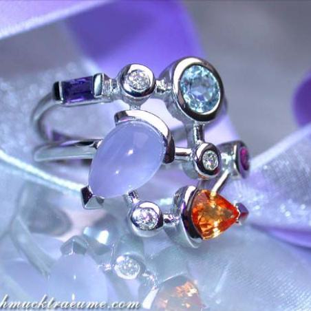 Wonderful Multicolor Gemstone Ring with Diamonds