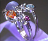 Wonderful Multicolor Gemstone Ring with Diamonds