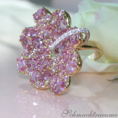 Magnificent Pink Sapphire Blossom Ring