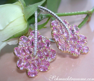 Magnificent Pink Sapphire Blossom Earrings