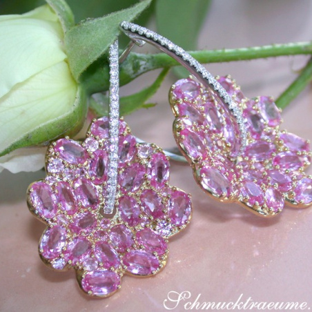 Magnificent Pink Sapphire Blossom Earrings