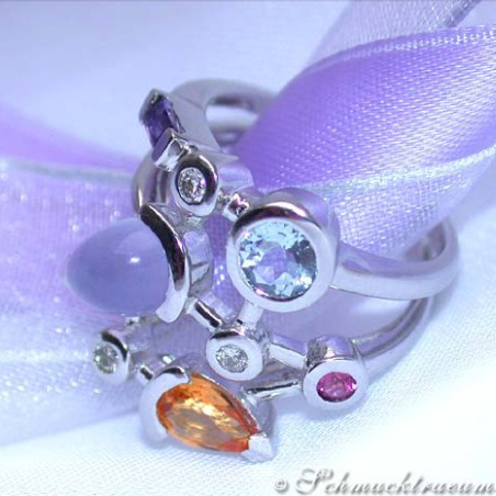 Wonderful Multicolor Gemstone Ring with Diamonds