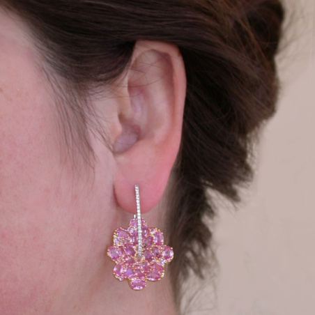 Magnificent Pink Sapphire Blossom Earrings