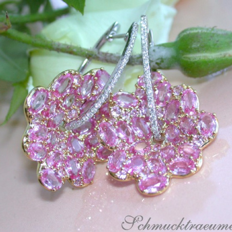 Magnificent Pink Sapphire Blossom Earrings