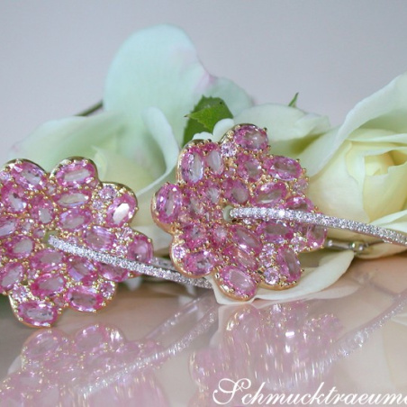 Magnificent Pink Sapphire Blossom Earrings