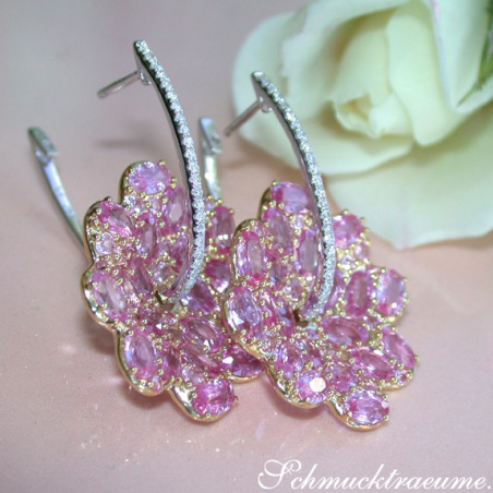 Magnificent Pink Sapphire Blossom Earrings
