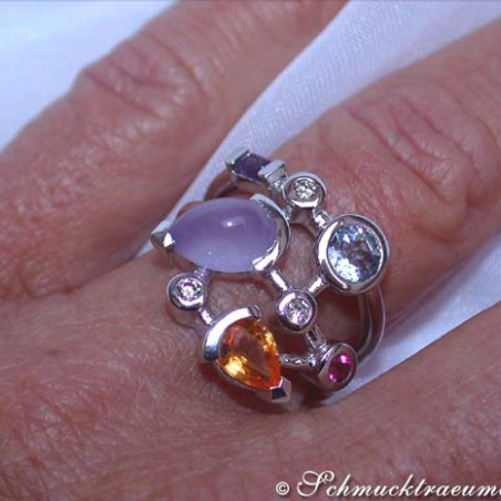 Wonderful Multicolor Gemstone Ring with Diamonds